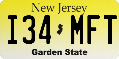 NJ license plate I34MFT