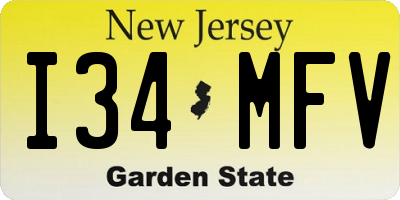 NJ license plate I34MFV
