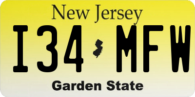 NJ license plate I34MFW