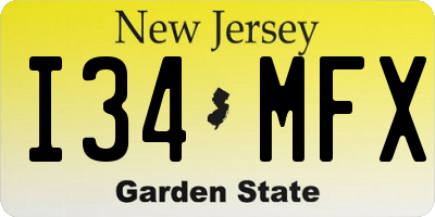 NJ license plate I34MFX