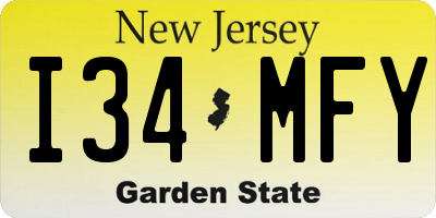 NJ license plate I34MFY