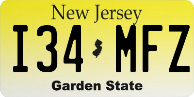 NJ license plate I34MFZ