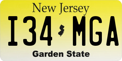 NJ license plate I34MGA