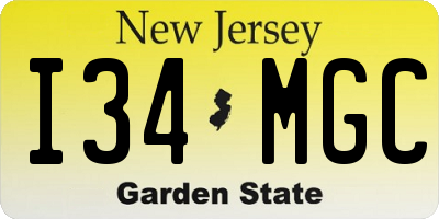 NJ license plate I34MGC