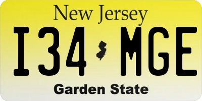 NJ license plate I34MGE