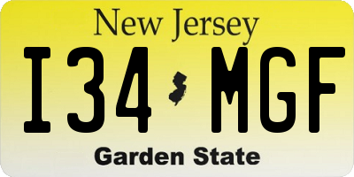 NJ license plate I34MGF