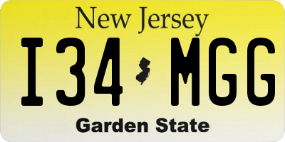 NJ license plate I34MGG