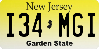 NJ license plate I34MGI