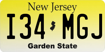 NJ license plate I34MGJ