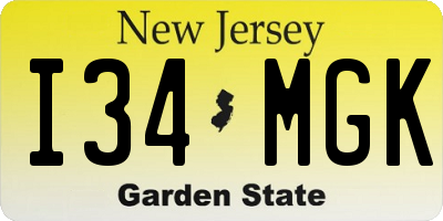 NJ license plate I34MGK