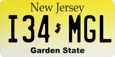 NJ license plate I34MGL