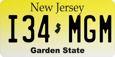 NJ license plate I34MGM