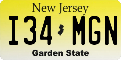NJ license plate I34MGN