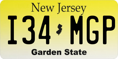 NJ license plate I34MGP