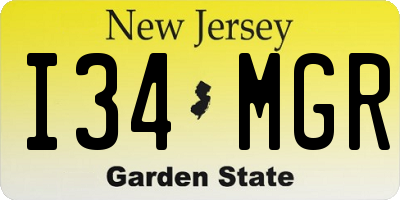 NJ license plate I34MGR