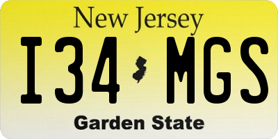 NJ license plate I34MGS