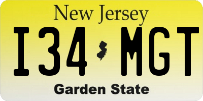 NJ license plate I34MGT