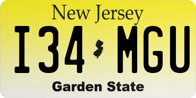 NJ license plate I34MGU