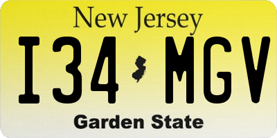 NJ license plate I34MGV