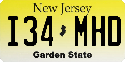 NJ license plate I34MHD
