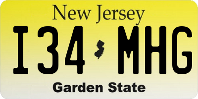 NJ license plate I34MHG