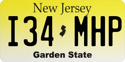 NJ license plate I34MHP