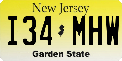 NJ license plate I34MHW
