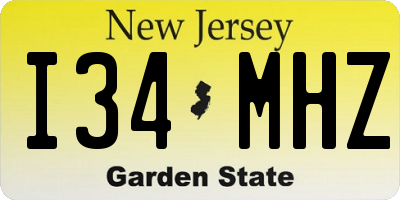 NJ license plate I34MHZ