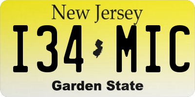 NJ license plate I34MIC