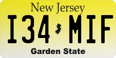 NJ license plate I34MIF