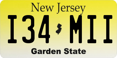 NJ license plate I34MII