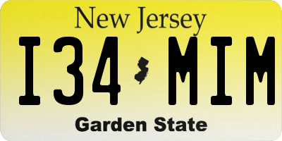 NJ license plate I34MIM