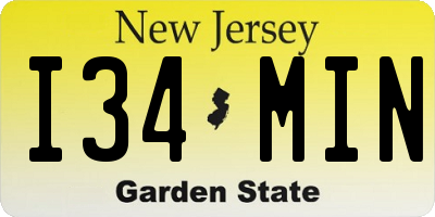 NJ license plate I34MIN