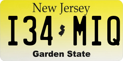 NJ license plate I34MIQ