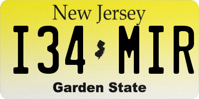 NJ license plate I34MIR
