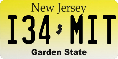 NJ license plate I34MIT