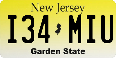 NJ license plate I34MIU