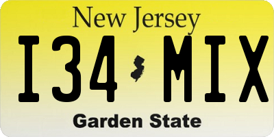 NJ license plate I34MIX