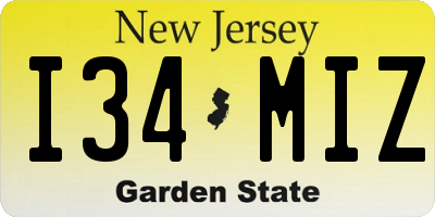 NJ license plate I34MIZ