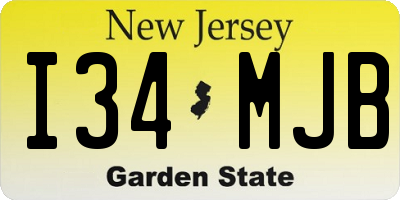 NJ license plate I34MJB