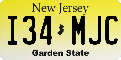 NJ license plate I34MJC