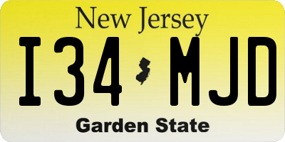 NJ license plate I34MJD