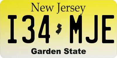 NJ license plate I34MJE