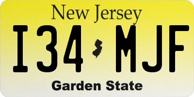 NJ license plate I34MJF
