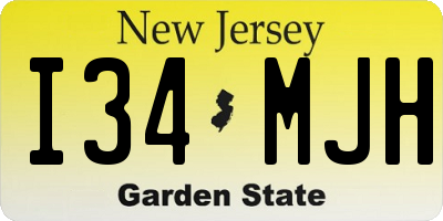 NJ license plate I34MJH