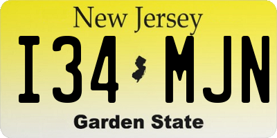 NJ license plate I34MJN