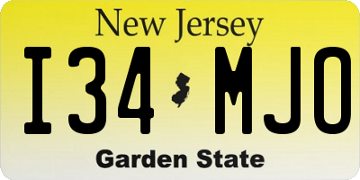NJ license plate I34MJO