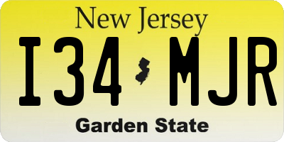 NJ license plate I34MJR