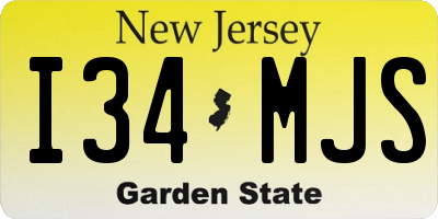 NJ license plate I34MJS