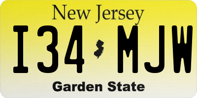 NJ license plate I34MJW